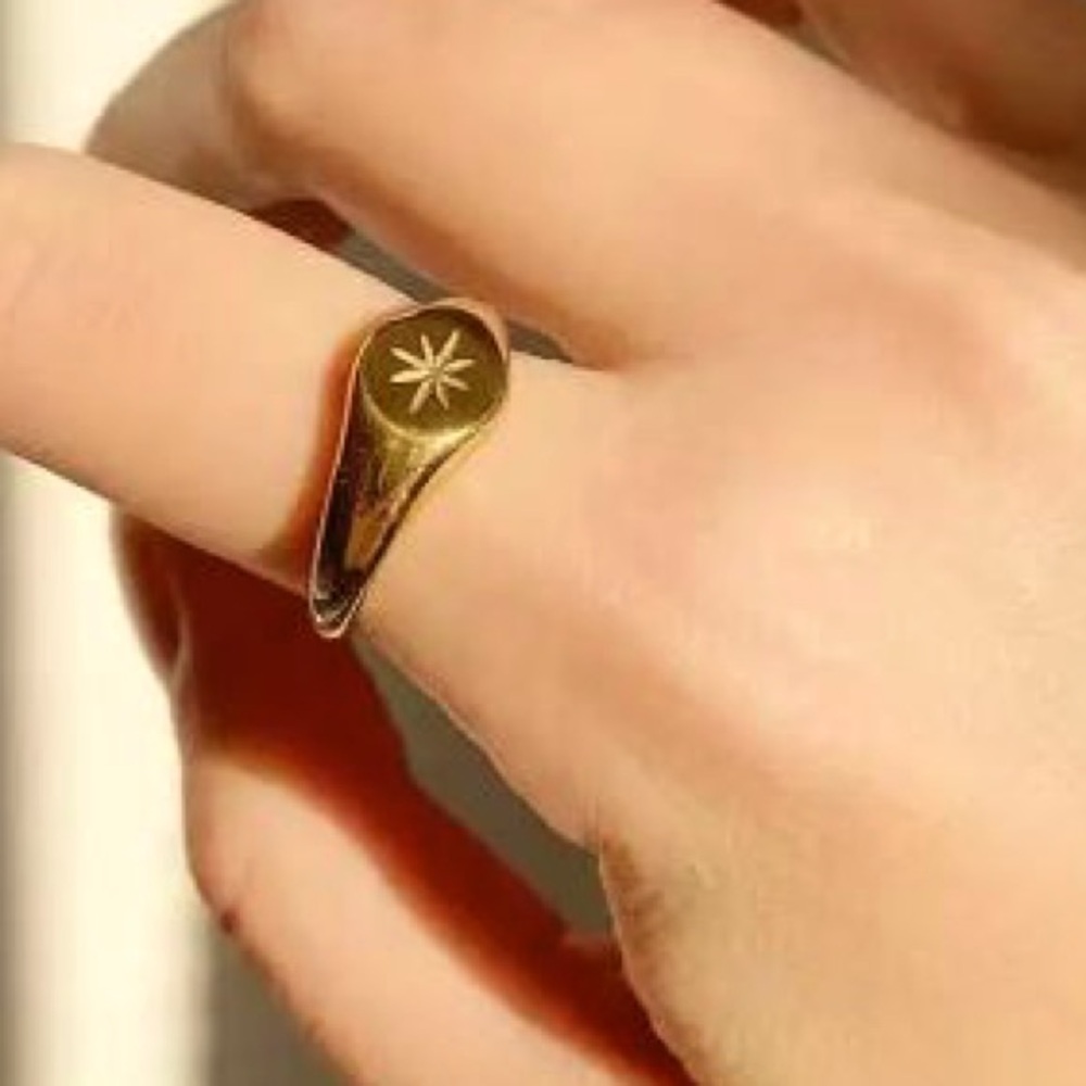 Gold compass ring. Gold over stainless steel. stackable dainty feminine delicate